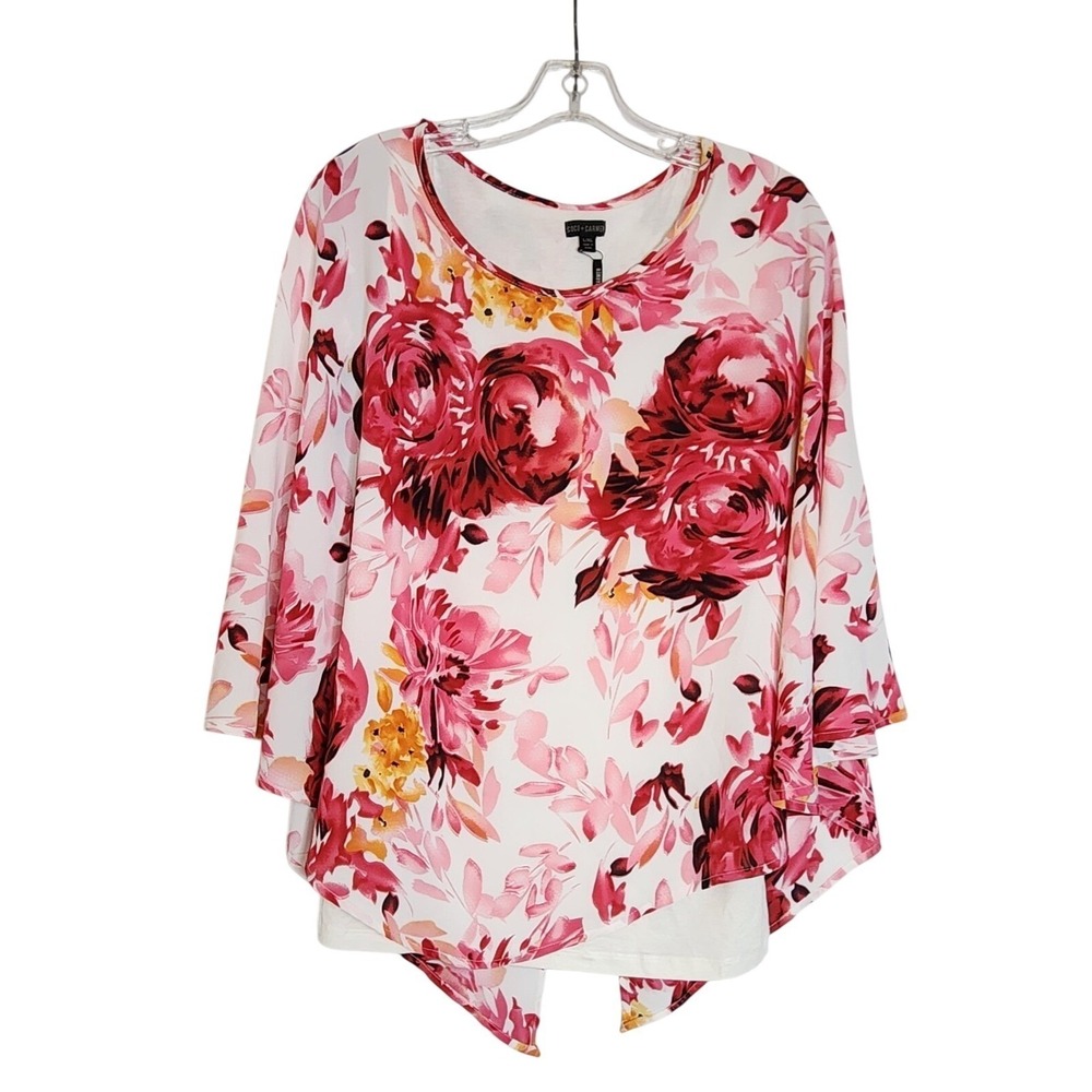 NWT Coco + Carmen L/XL Ladies Top $53 Retail‎ Floral Scoop Neck Split Back
